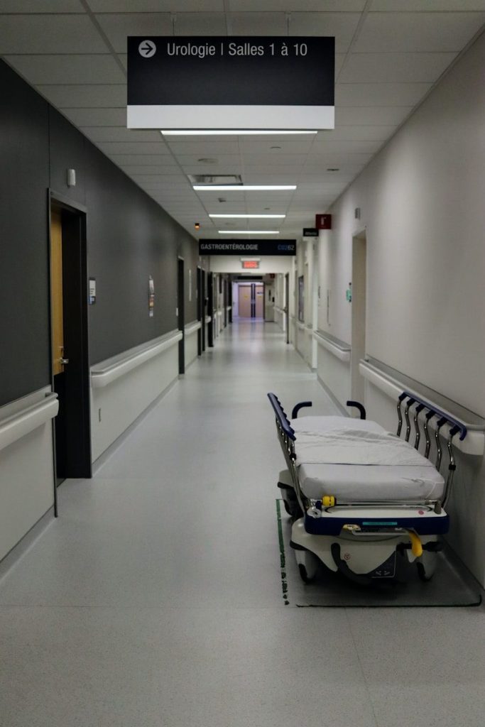 France - white and black hospital bed